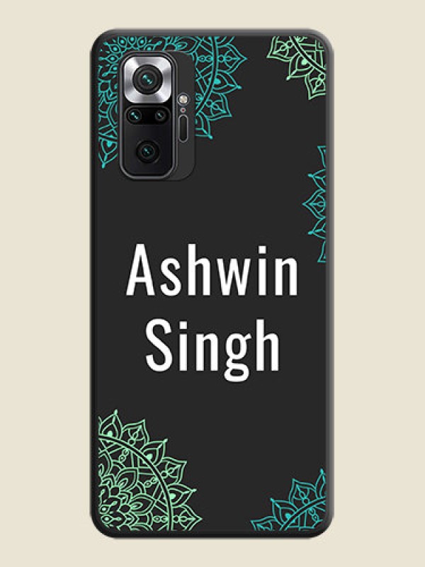Custom Your Name with Floral Design on Space Black Custom Soft Matte Back Cover - Redmi Note 10 Pro