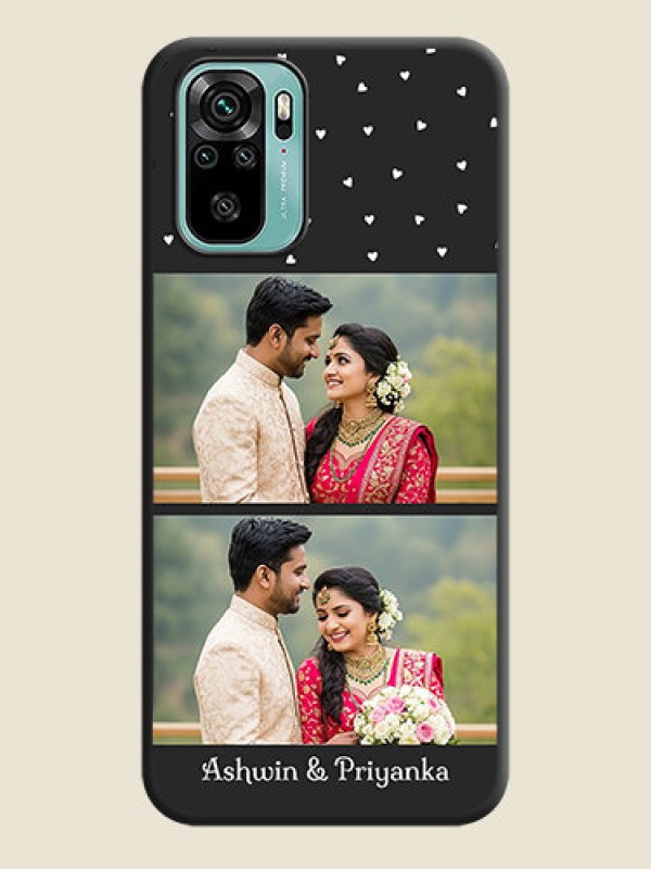 Custom Miniature Love Symbols with Name on Space Black Custom Soft Matte Back Cover - Redmi Note 10