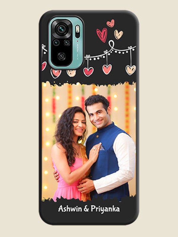 Custom Pink Love Hangings with Name on Space Black Custom Soft Matte Phone Cases - Redmi Note 10