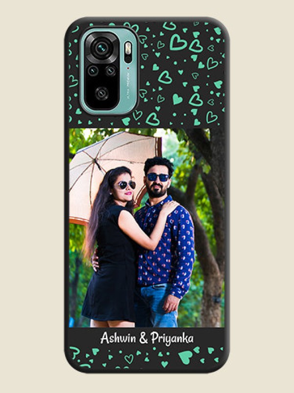 Custom Sea Green Indefinite Love Pattern on Photo on Space Black Soft Matte Mobile Cover - Redmi Note 10