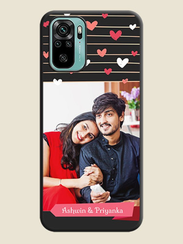 Custom Love Pattern with Name on Pink Ribbon  on Photo on Space Black Soft Matte Back Cover - Redmi Note 10