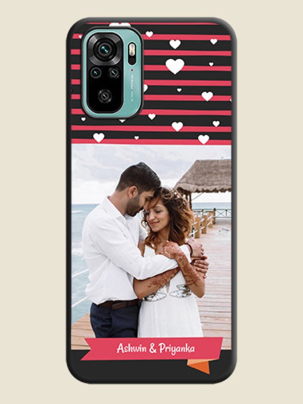 Custom White Color Love Symbols with Pink Lines Pattern on Space Black Custom Soft Matte Phone Cases - Redmi Note 10