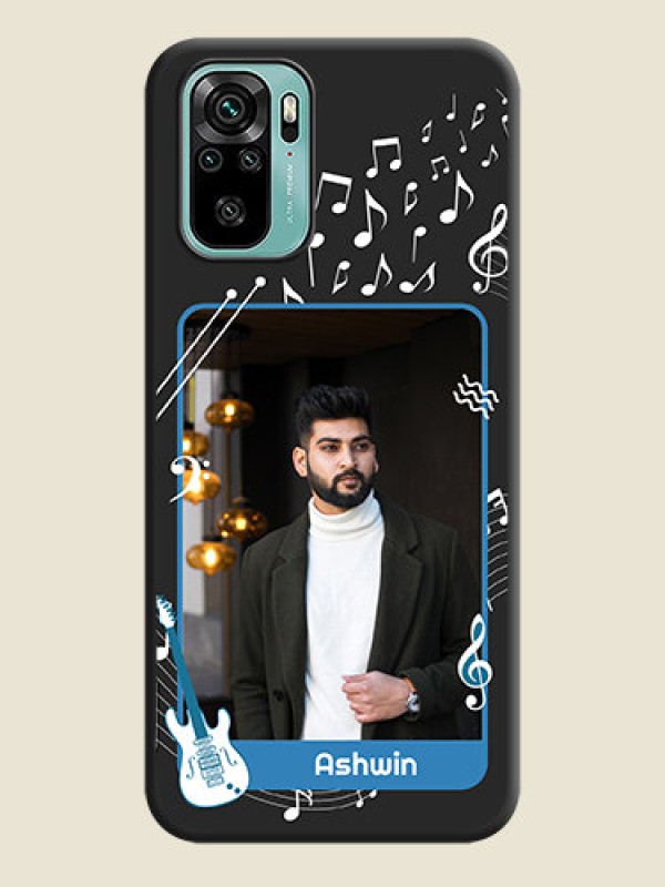 Custom Musical Theme Design with Text on Photo on Space Black Soft Matte Mobile Case - Redmi Note 10