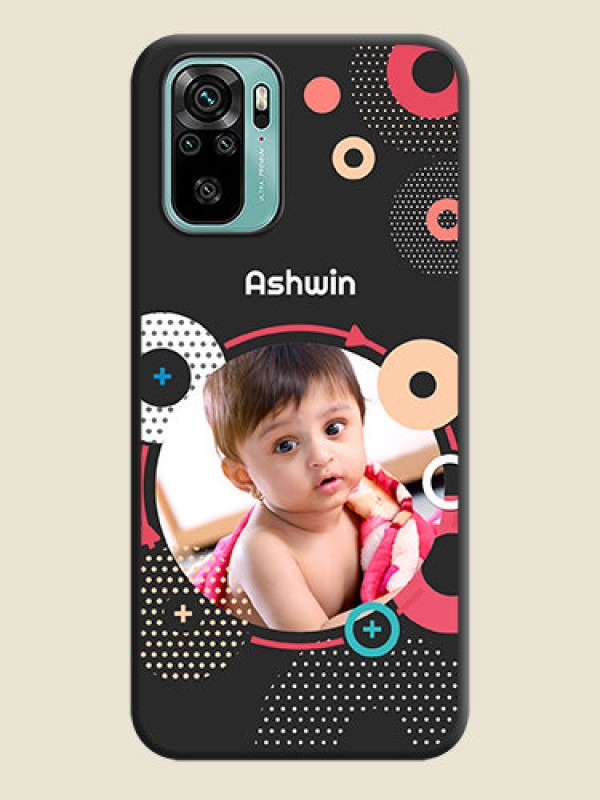 Custom Multicoloured Round Image on Personalised Space Black Soft Matte Cases - Redmi Note 10