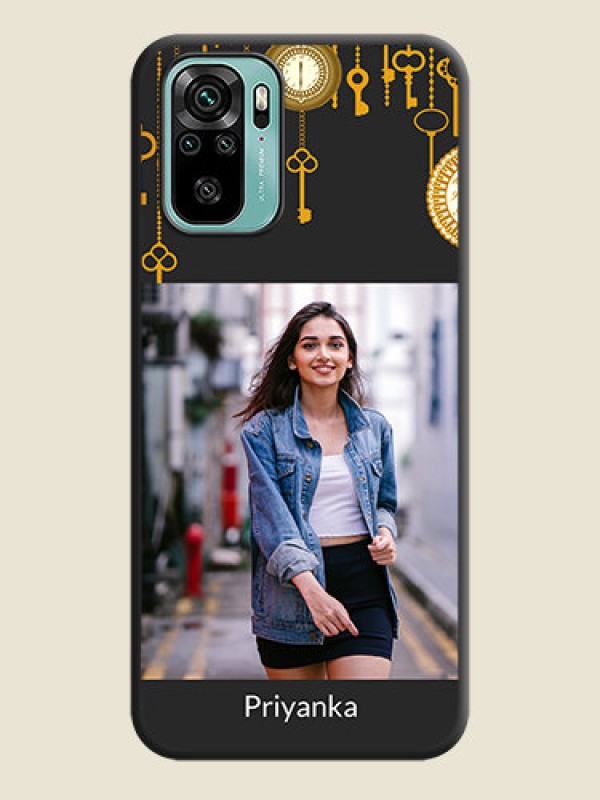 Custom Decorative Design with Text on Space Black Custom Soft Matte Back Cover - Redmi Note 10