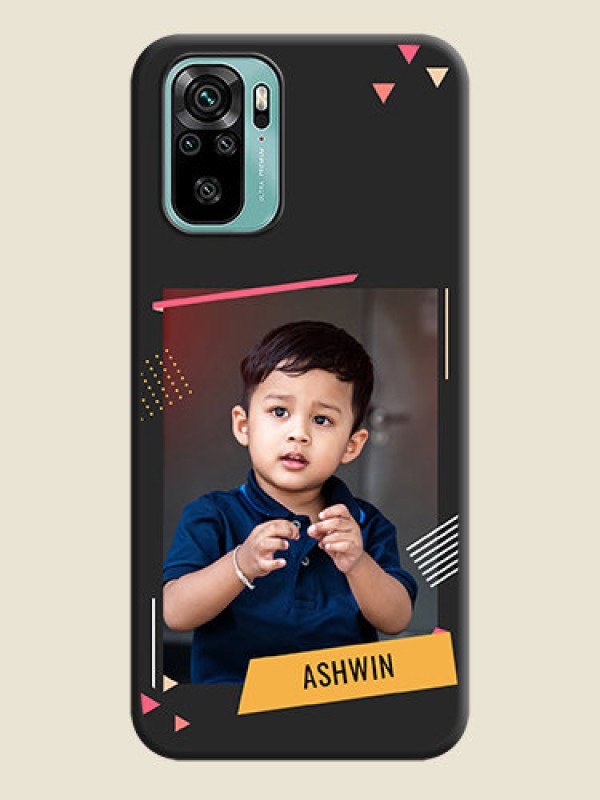 Custom Photo Frame with Triangle Small Dots on Photo on Space Black Soft Matte Back Cover - Redmi Note 10
