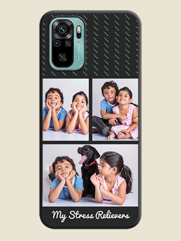 Custom Cross Dotted Pattern with 2 Image Holder  on Personalised Space Black Soft Matte Cases - Redmi Note 10
