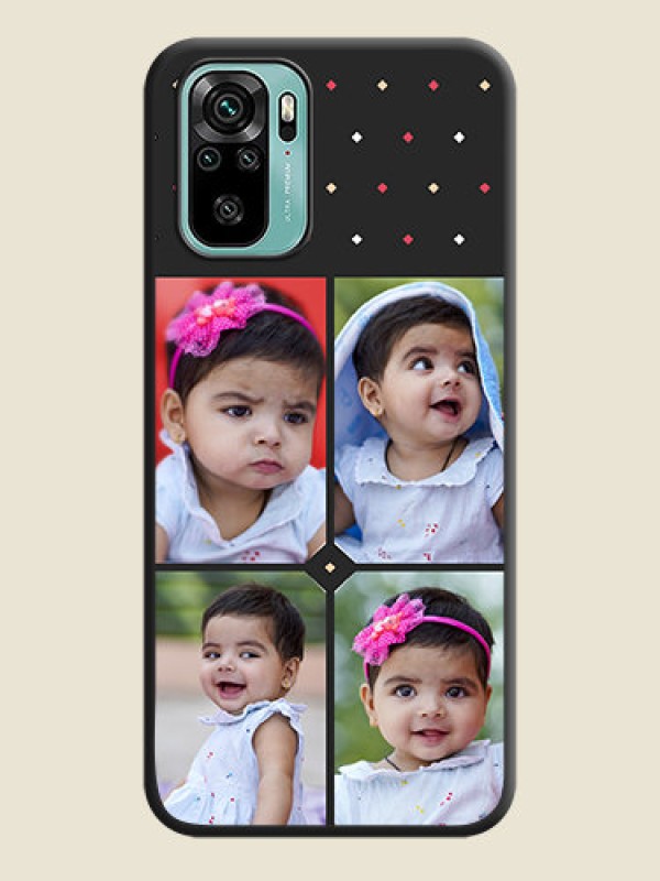 Custom Multicolor Dotted Pattern with 4 Image Holder on Space Black Custom Soft Matte Phone Cases - Redmi Note 10