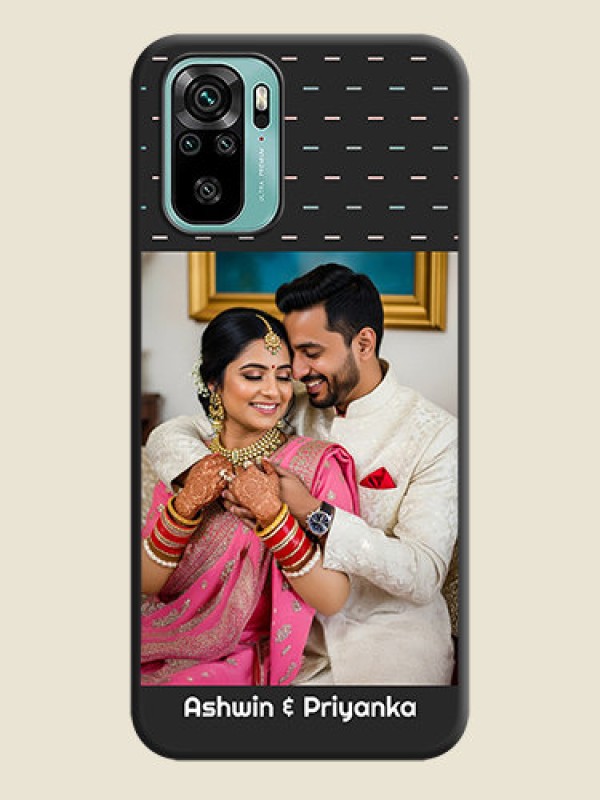Custom Line Pattern Design with Text on Space Black Custom Soft Matte Phone Back Cover - Redmi Note 10