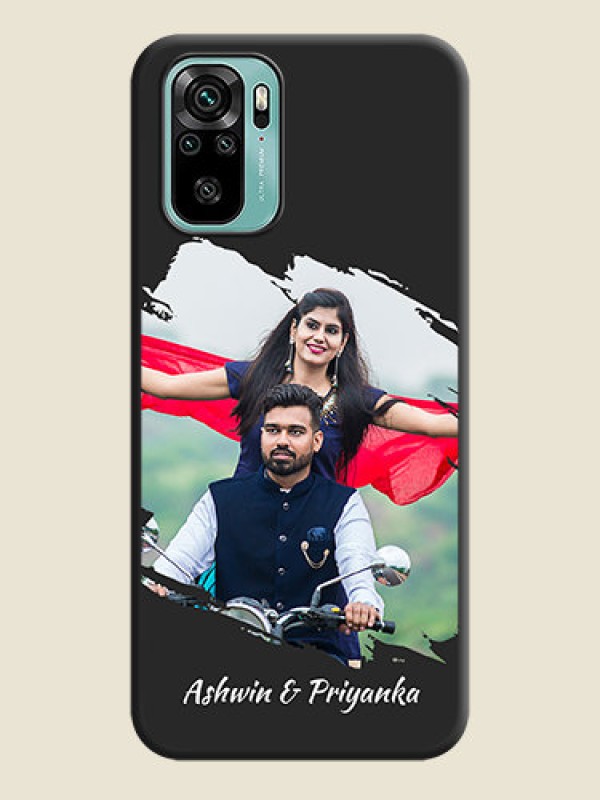 Custom Grunge Brush Strokes on Photo on Space Black Soft Matte Back Cover - Redmi Note 10