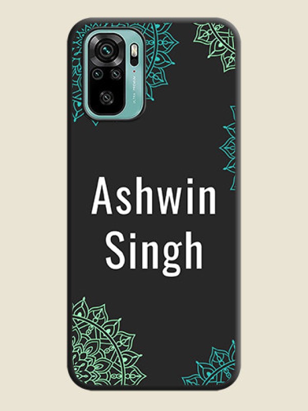Custom Your Name with Floral Design on Space Black Custom Soft Matte Back Cover - Redmi Note 10