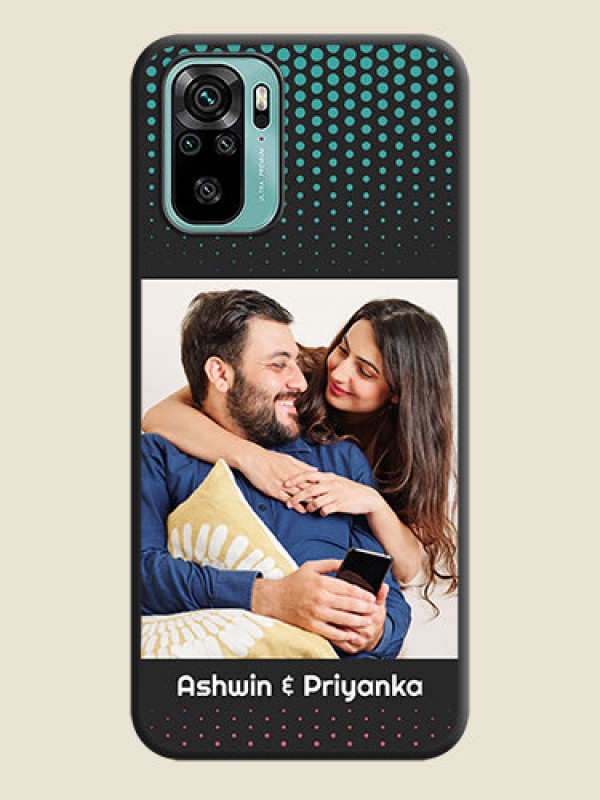 Custom Faded Dots with Grunge Photo Frame and Text on Space Black Custom Soft Matte Phone Cases - Redmi Note 10