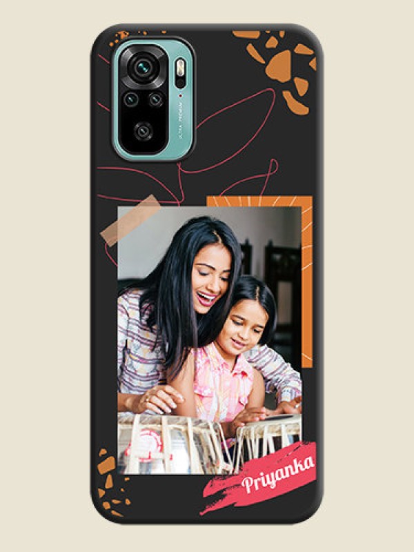 Custom Orange Photo Frame on Space Black Custom Soft Matte Phone Back Cover - Redmi Note 10