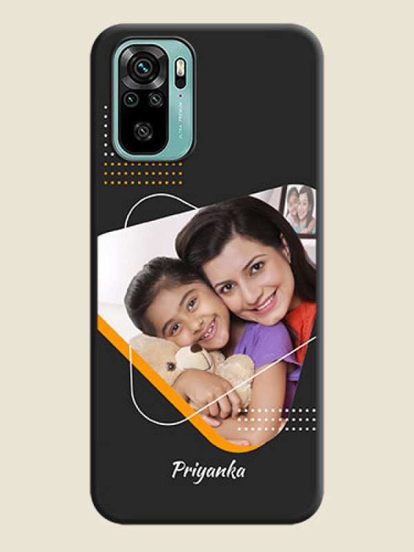Custom Yellow Triangle on Photo on Space Black Soft Matte Phone Cover - Redmi Note 10