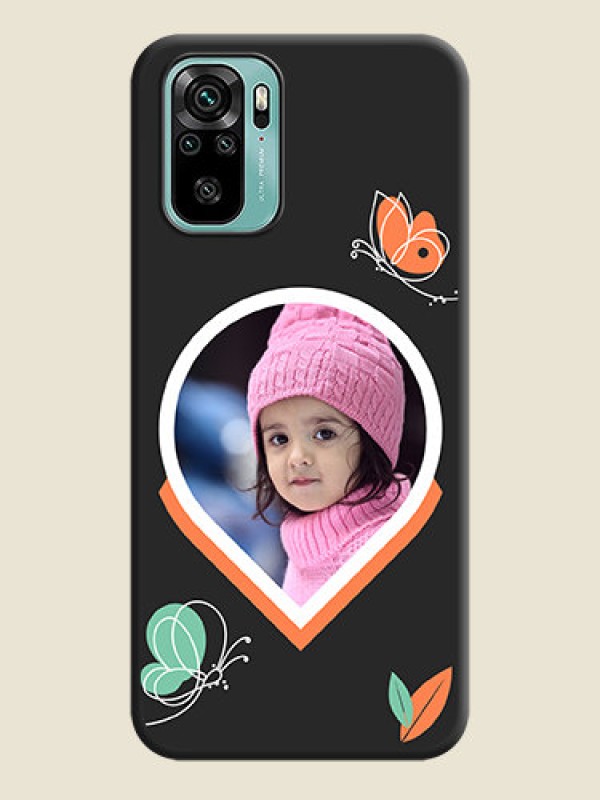 Custom Upload Pic With Simple Butterly Design On Space Black Personalized Soft Matte Phone Covers -Xiaomi Redmi Note 10