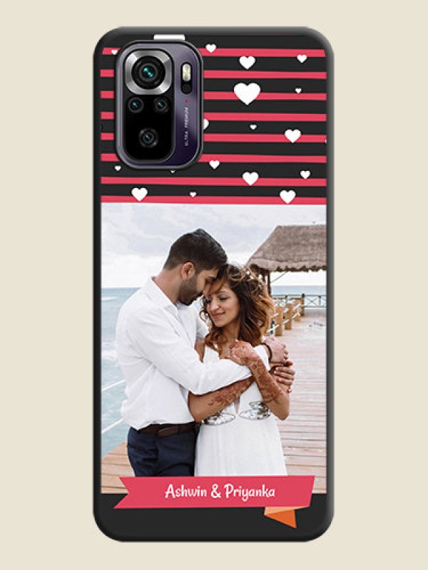 Custom White Color Love Symbols with Pink Lines Pattern on Space Black Custom Soft Matte Phone Cases - Redmi Note 10s