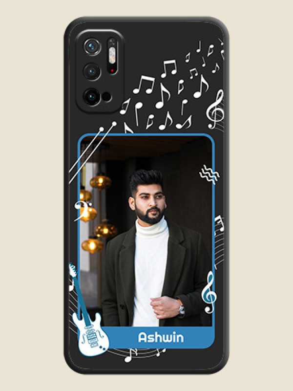 Custom Musical Theme Design with Text on Photo on Space Black Soft Matte Mobile Case - Redmi Note 10T 5G