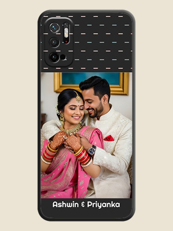 Custom Line Pattern Design with Text on Space Black Custom Soft Matte Phone Back Cover - Redmi Note 10T 5G