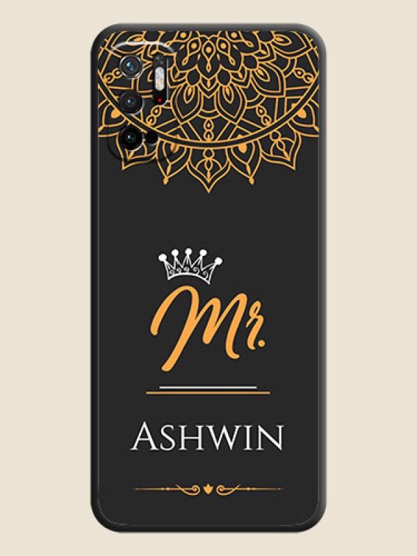Custom Mr Name with Floral Design  on Personalised Space Black Soft Matte Cases - Redmi Note 10T 5G