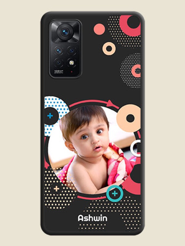 Custom Multicoloured Round Image on Personalised Space Black Soft Matte Cases - Redmi Note 11 Pro 5G