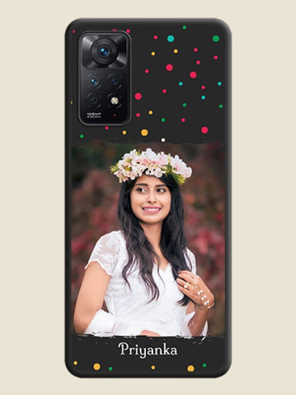 Custom Multicolor Dotted Pattern with Text on Space Black Custom Soft Matte Phone Back Cover - Redmi Note 11 Pro 5G