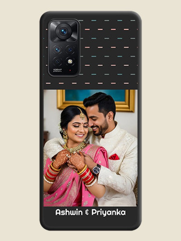 Custom Line Pattern Design with Text on Space Black Custom Soft Matte Phone Back Cover - Redmi Note 11 Pro 5G