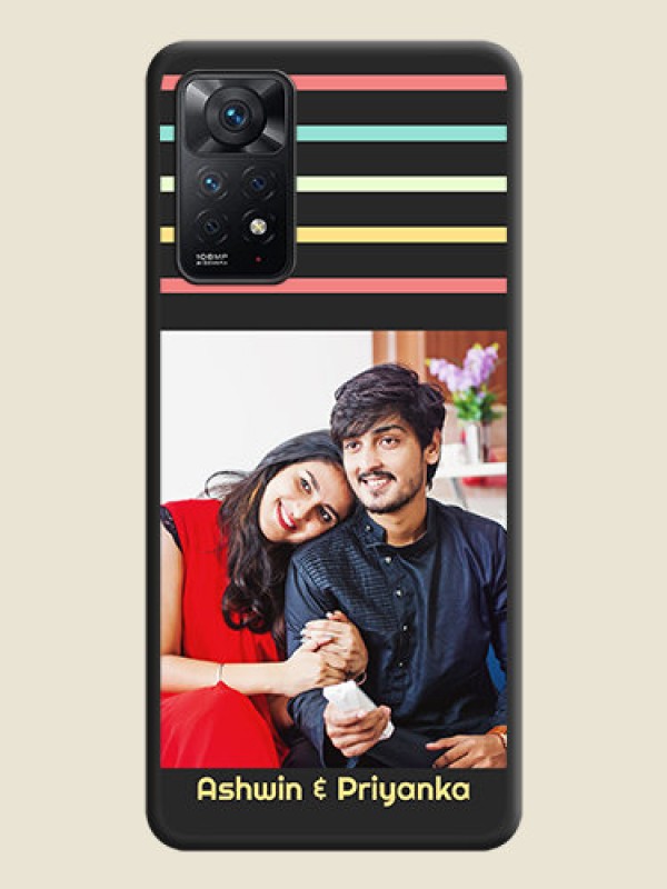Custom Color Stripes with Photo and Text on Photo on Space Black Soft Matte Mobile Case - Redmi Note 11 Pro 5G