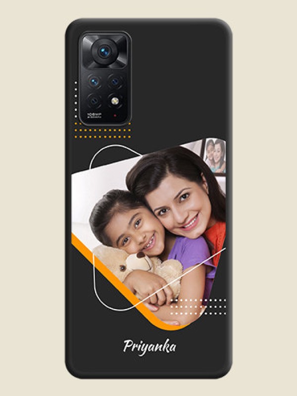 Custom Yellow Triangle on Photo on Space Black Soft Matte Phone Cover - Redmi Note 11 Pro 5G