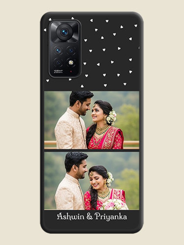 Custom Miniature Love Symbols with Name on Space Black Custom Soft Matte Back Cover - Redmi Note 11 Pro Plus 5G