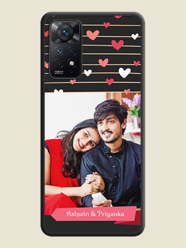 Custom Love Pattern with Name on Pink Ribbon  on Photo on Space Black Soft Matte Back Cover - Redmi Note 11 Pro Plus 5G