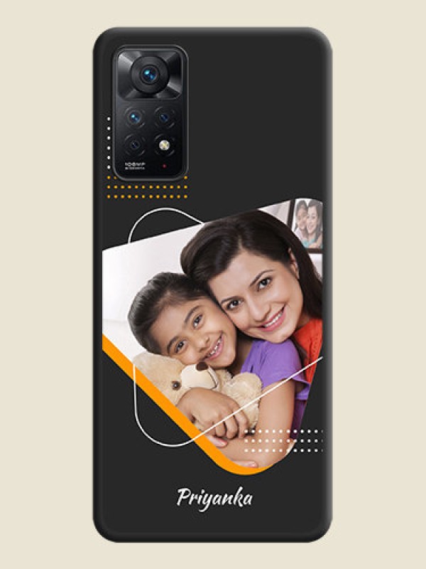 Custom Yellow Triangle on Photo on Space Black Soft Matte Phone Cover - Redmi Note 11 Pro Plus 5G