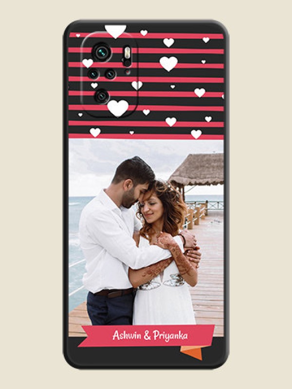 Custom White Color Love Symbols with Pink Lines Pattern on Space Black Custom Soft Matte Phone Cases - Redmi Note 11 Se