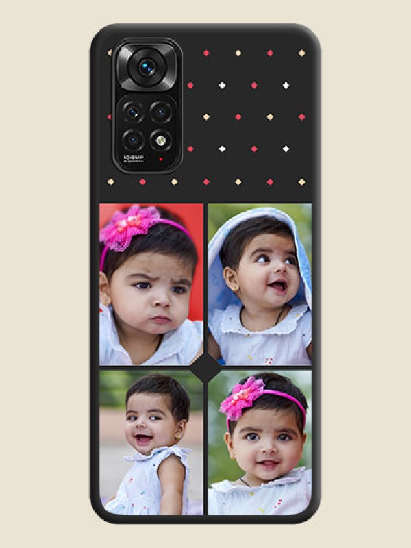 Custom Multicolor Dotted Pattern with 4 Image Holder on Space Black Custom Soft Matte Phone Cases - Redmi Note 11