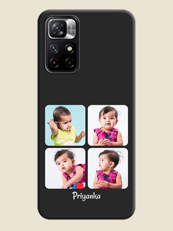 Custom Floral Art with 6 Image Holder on Photo on Space Black Soft Matte Mobile Case - Redmi Note 11T 5G
