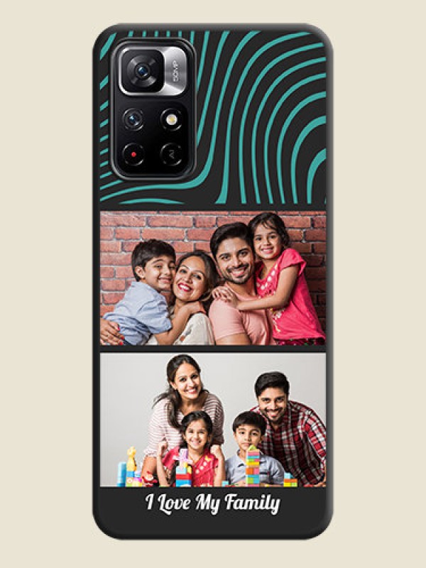 Custom Wave Pattern with 2 Image Holder on Space Black Personalized Soft Matte Phone Covers - Redmi Note 11T 5G
