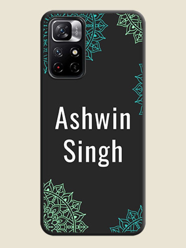Custom Your Name with Floral Design on Space Black Custom Soft Matte Back Cover - Redmi Note 11T 5G