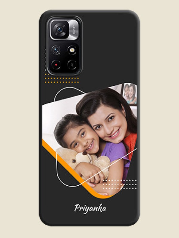 Custom Yellow Triangle on Photo on Space Black Soft Matte Phone Cover - Redmi Note 11T 5G