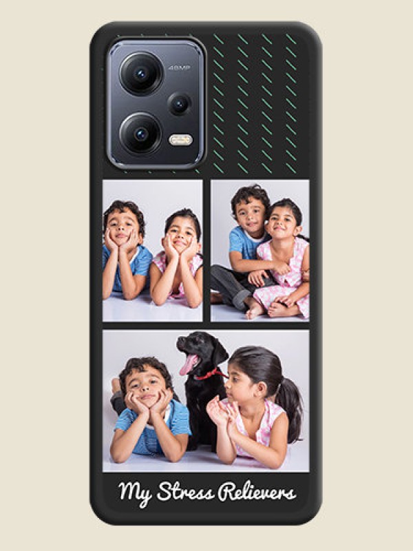 Custom Cross Dotted Pattern with 2 Image Holder  on Personalised Space Black Soft Matte Cases - Xiaomi Redmi Note 12 5G