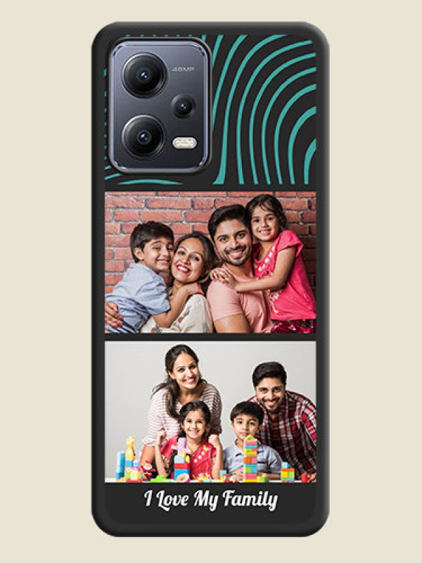 Custom Wave Pattern with 2 Image Holder on Space Black Personalized Soft Matte Phone Covers - Xiaomi Redmi Note 12 5G