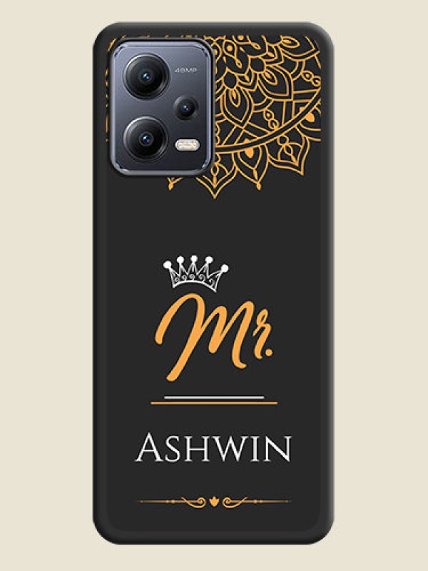 Custom Mr Name with Floral Design  on Personalised Space Black Soft Matte Cases - Xiaomi Redmi Note 12 5G