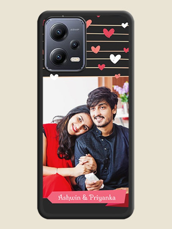 Custom Love Pattern with Name on Pink Ribbon  on Photo on Space Black Soft Matte Back Cover - Xiaomi Redmi Note 12 Pro 5G
