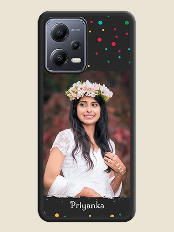 Custom Multicolor Dotted Pattern with Text on Space Black Custom Soft Matte Phone Back Cover - Xiaomi Redmi Note 12 Pro 5G
