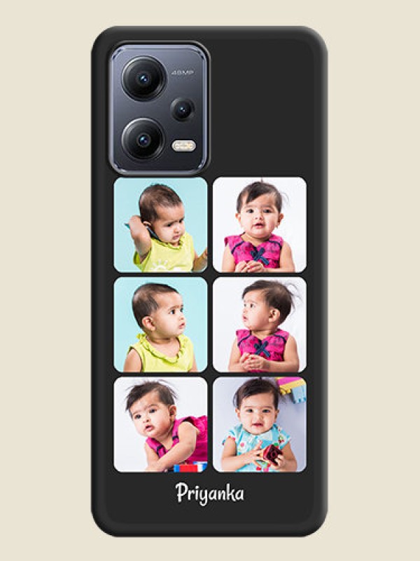 Custom Floral Art with 6 Image Holder on Photo on Space Black Soft Matte Mobile Case - Xiaomi Redmi Note 12 Pro 5G