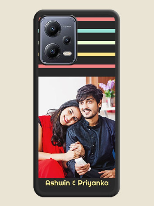 Custom Color Stripes with Photo and Text on Photo on Space Black Soft Matte Mobile Case - Xiaomi Redmi Note 12 Pro 5G