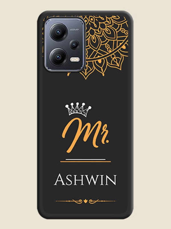 Custom Mr Name with Floral Design  on Personalised Space Black Soft Matte Cases - Xiaomi Redmi Note 12 Pro 5G