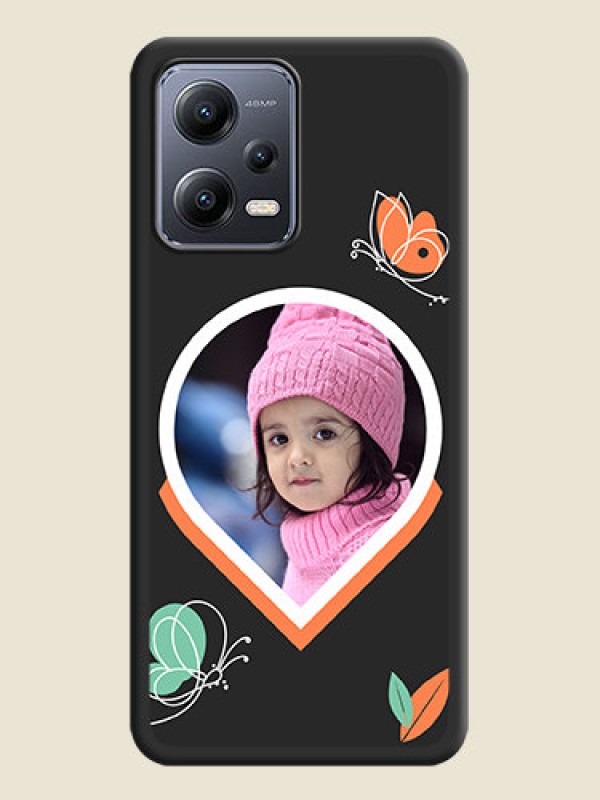 Custom Upload Pic With Simple Butterly Design On Space Black Personalized Soft Matte Phone Covers -Xiaomi Redmi Note 12 Pro 5G