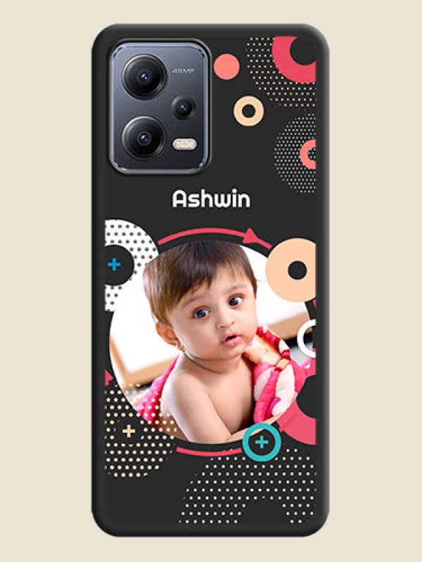 Custom Multicoloured Round Image on Personalised Space Black Soft Matte Cases - Xiaomi Redmi Note 12 Pro Plus 5G