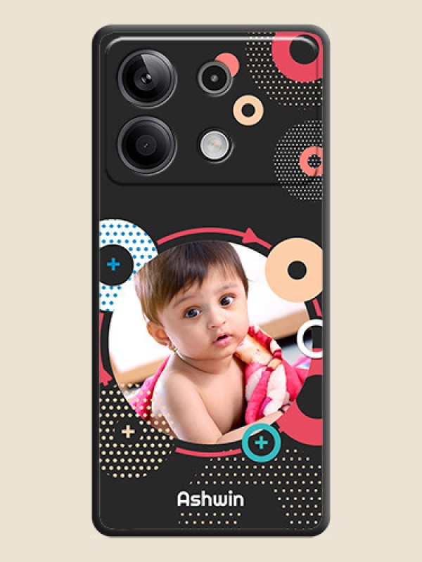 Custom Multicoloured Round Image on Personalised Space Black Soft Matte Cases - Redmi Note 13 5G