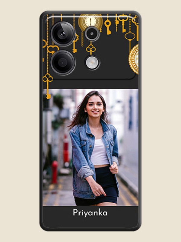 Custom Decorative Design with Text on Space Black Custom Soft Matte Back Cover - Redmi Note 13 5G