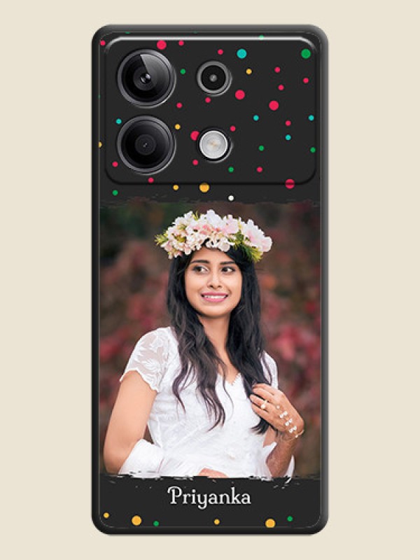 Custom Multicolor Dotted Pattern with Text on Space Black Custom Soft Matte Phone Back Cover - Redmi Note 13 5G